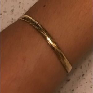 Gold over Sterling Herringbone chain Bracelet